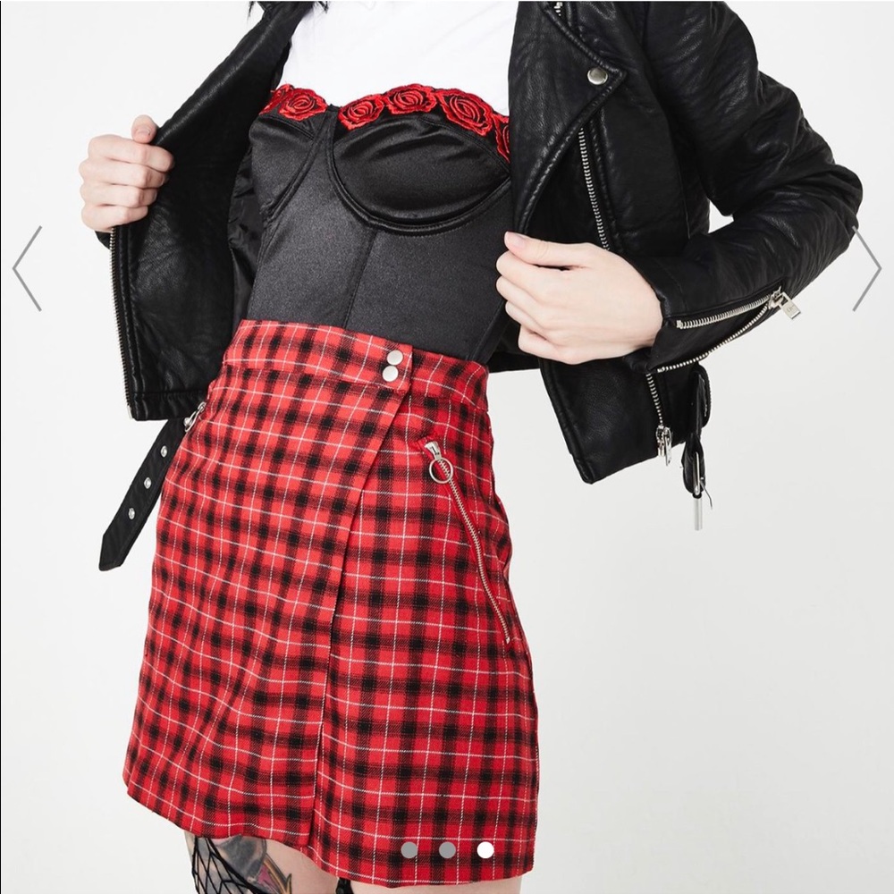 Dolls Kill Devil Class Dismissed Red Plaid Skirt - image 3